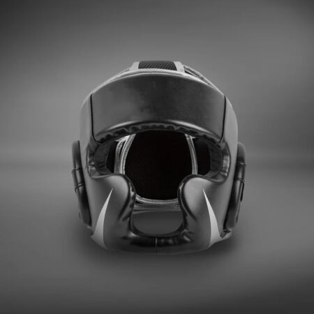 Custom Challenger Boxing & MMA Headgear – Black-Silver | Professional Protective Headgear
