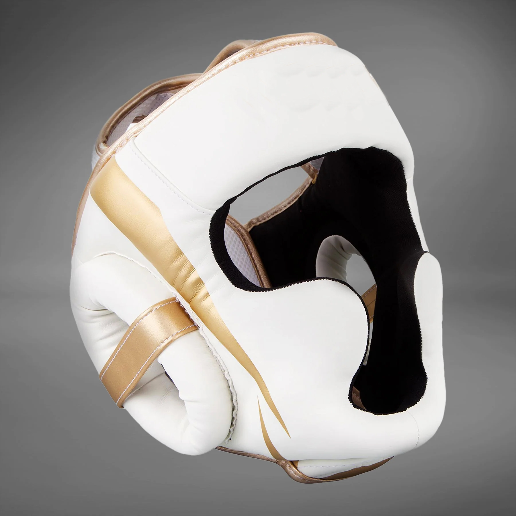 Custom Elite Iron Headgear – White-Gold | Premium Boxing & MMA Headgear - Image 2
