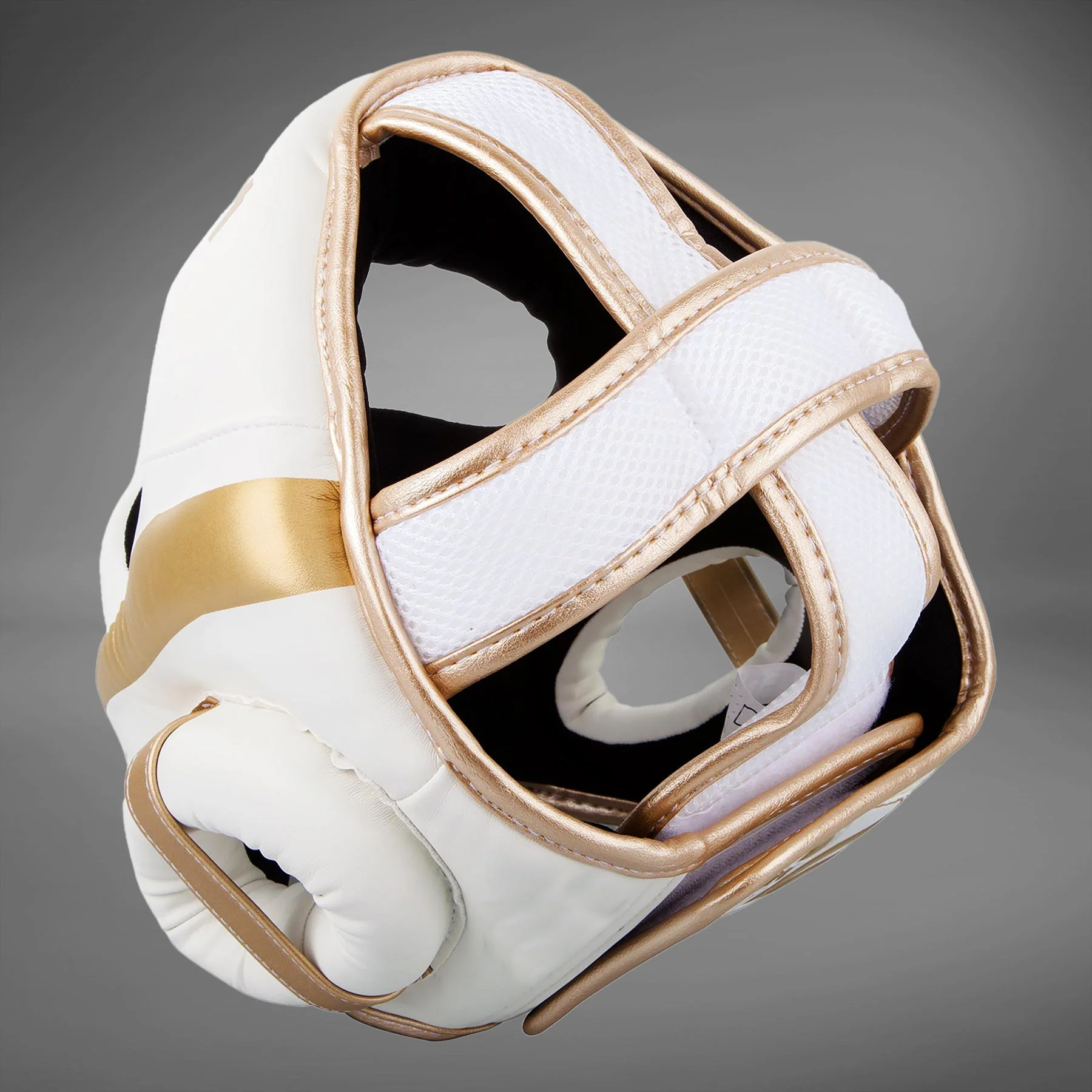 Custom Elite Iron Headgear – White-Gold | Premium Boxing & MMA Headgear - Image 5