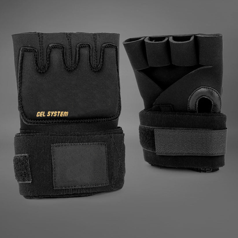 Customized Gel Kontact Glove Wraps – Black & Gold | Premium Gel Boxing Wraps (One Size Fits Most)